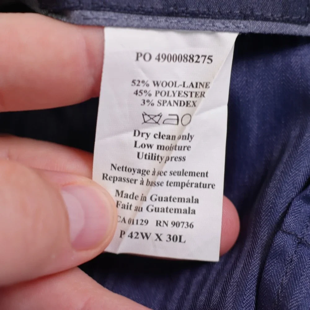 Tommy Hilfiger Wool Blend Dress Pants 42 / 28 Blue‎ Woven Mid Rise Flat Front